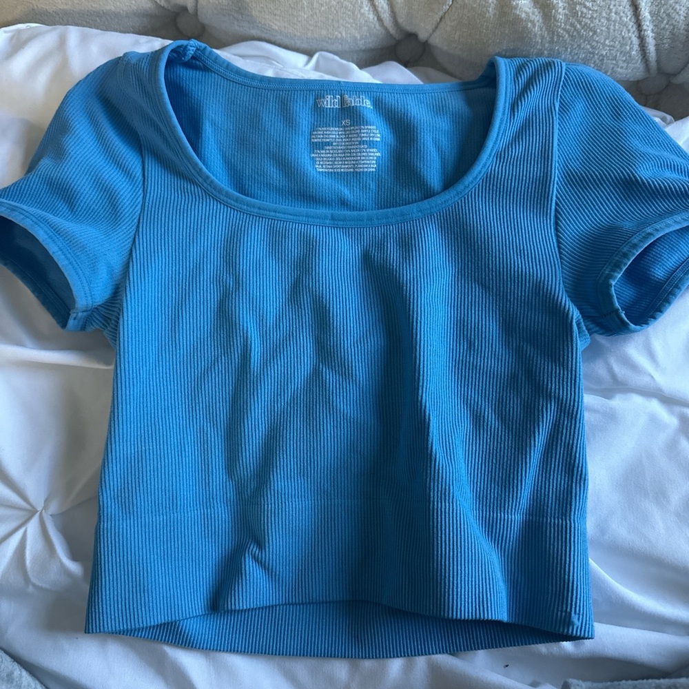 Wild Fable Blue Cropped Short Sleeve T-Shirt